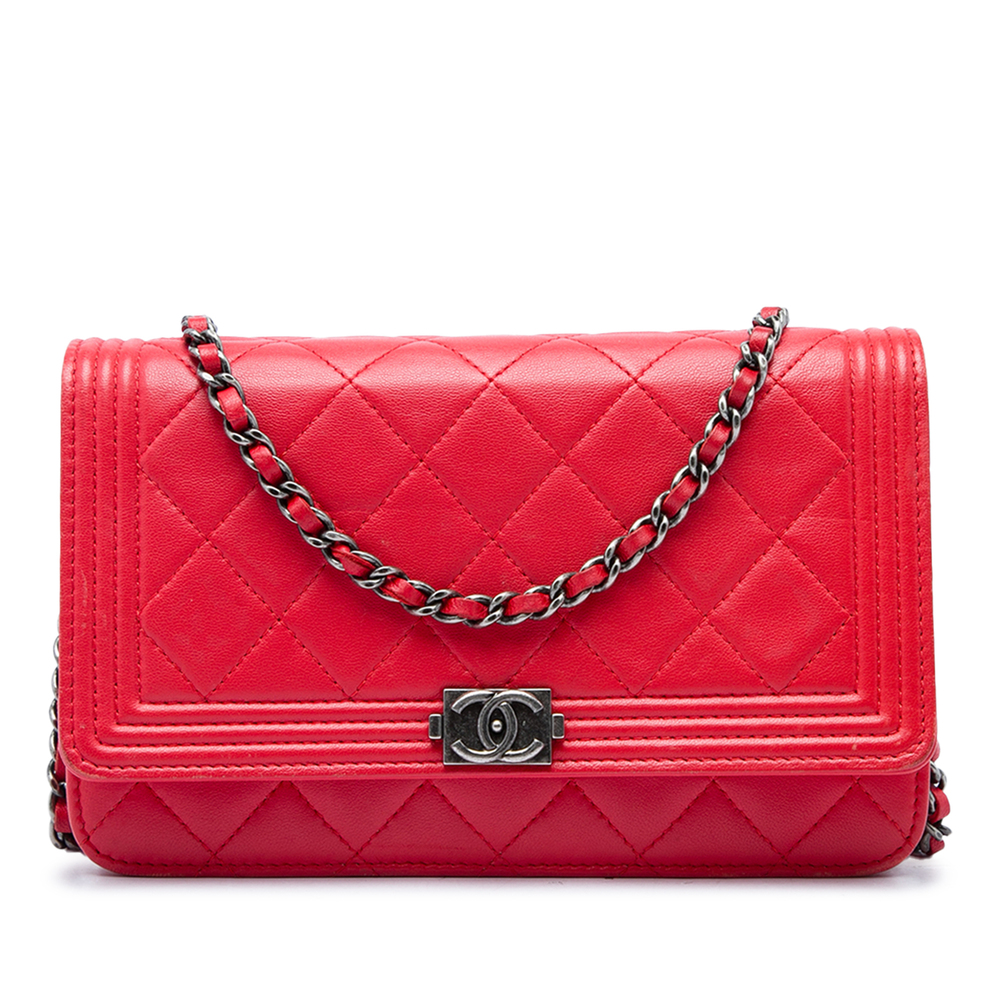 Pre-Loved Chanel Quilted Lambskin Boy Wallet On Chain